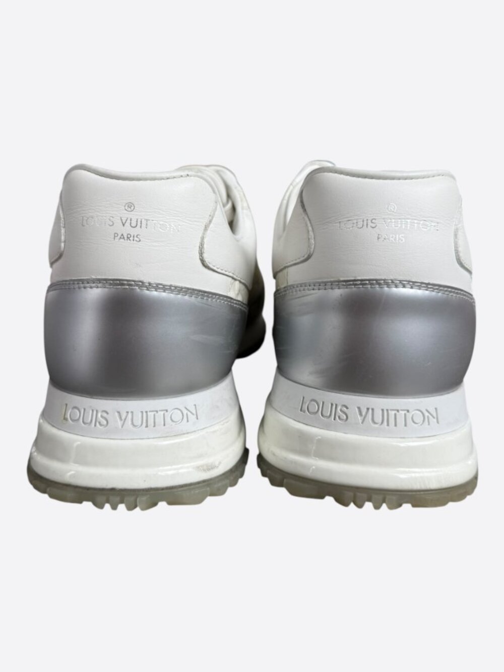 Louis Vuitton White & Silver Monogram Taurillon Run Away Sneakers - Picture 4 of 8